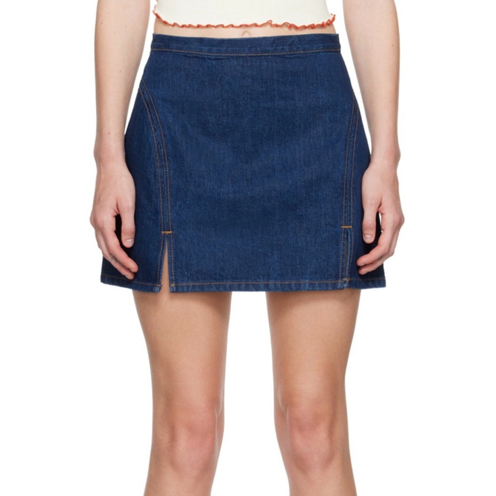 Re/Done Split Front Denim Skirt
